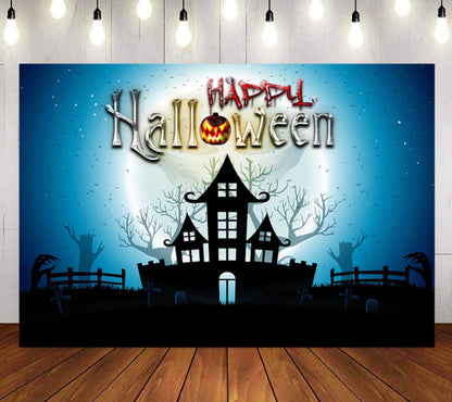 Halloween Haunted House Backdrop (Material: Vinyl)