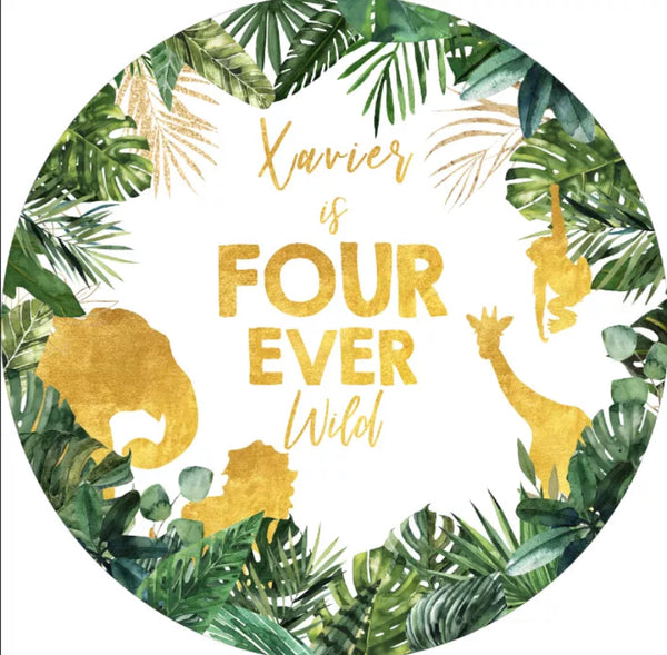 In the Jungle (Gold) Round Backdrop (Material: Polyester)