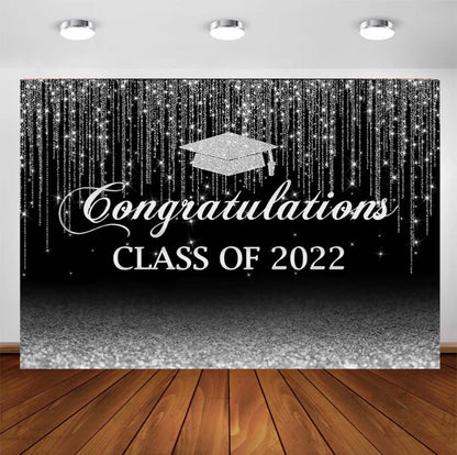 Silver Graduation Backdrop (Material: Vinyl)