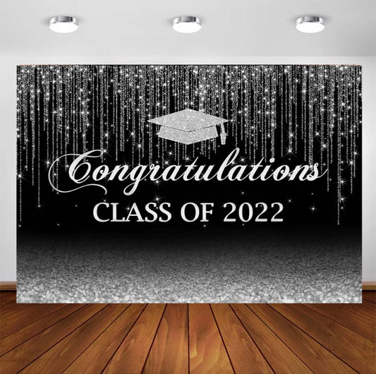 Silver Graduation Backdrop (Material: Vinyl)