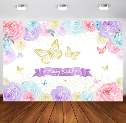 Purple Butterflies Backdrop (Material: Vinyl)