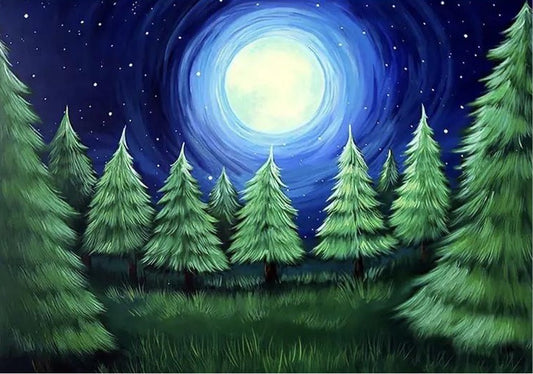 Shine Christmas Trees Backdrop (Material: Vinyl)