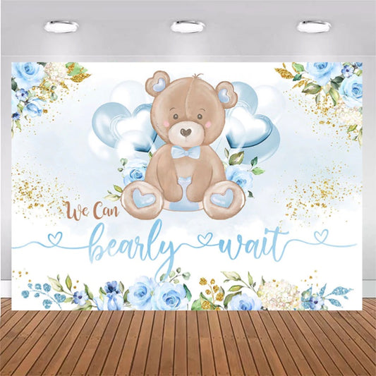 Blue Teddy Backdrop (Material: Vinyl)