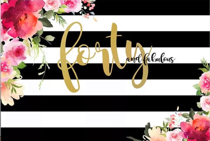 Happy Birthday Black and White Backdrop (Material: Vinyl)