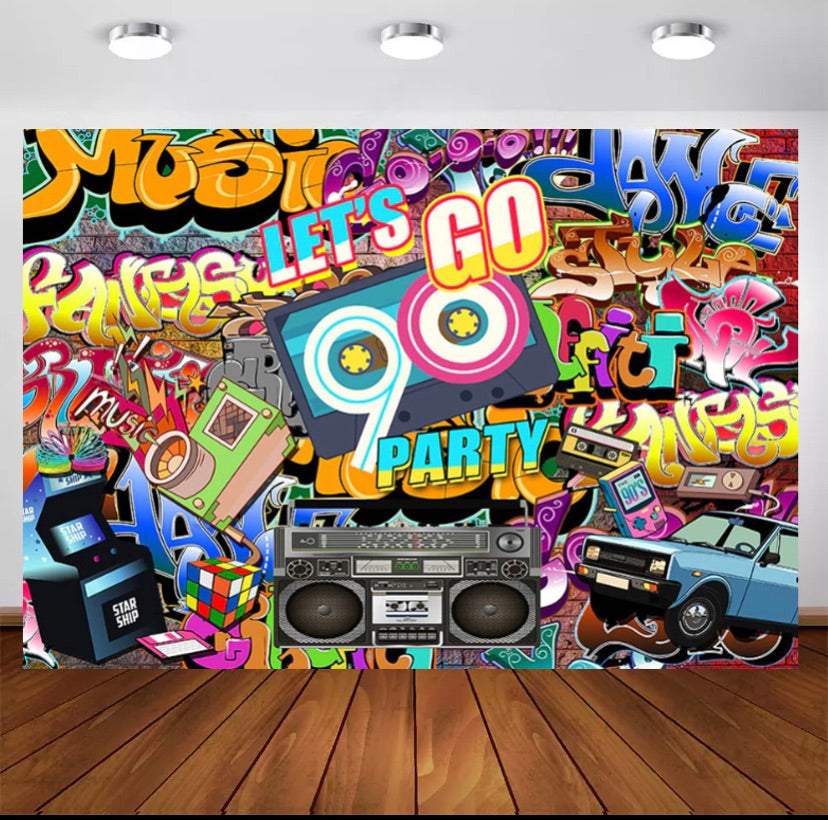 Party in the 90s Backdrop (Material: Vinyl)