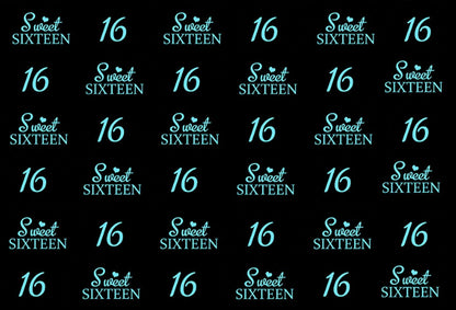 My Sweet Sixteen Step & Repeat Backdrop (Material: Vinyl)