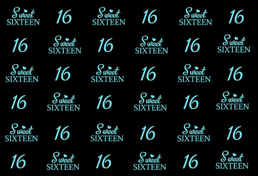 My Sweet Sixteen Step & Repeat Backdrop (Material: Vinyl)
