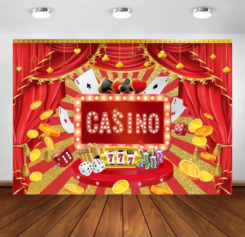 Golden Casino Celebration Backdrop (Material: Vinyl)