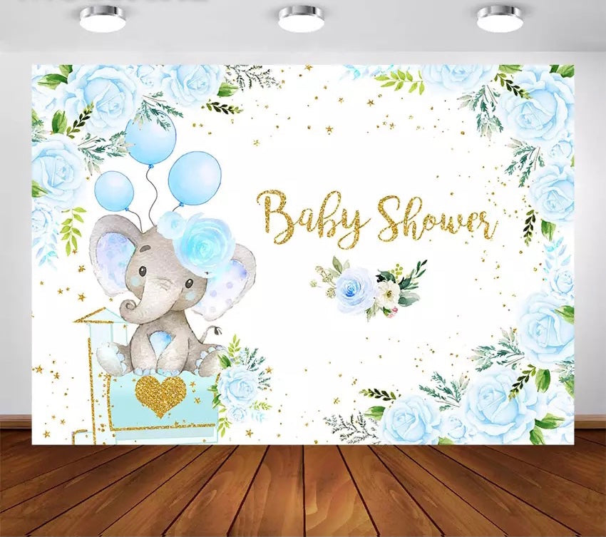 Baby Cute Elephant Backdrop (Material: Vinyl)