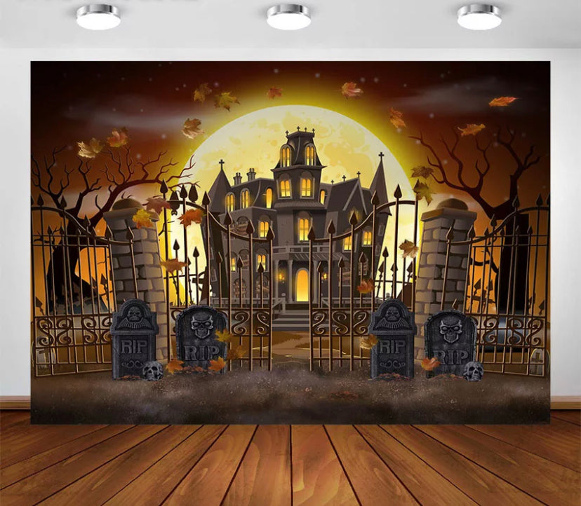 Halloween Castle Backdrop (Material: Vinyl)