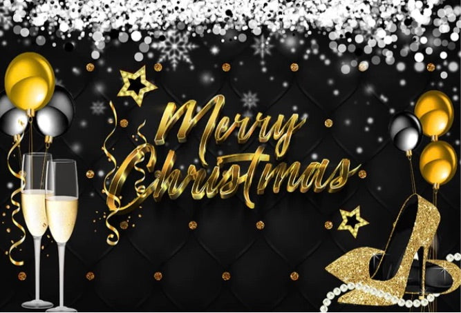 Merry Christmas in Heels Backdrop (Material: Vinyl)