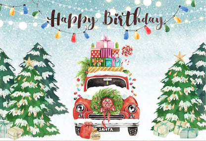 Birthday in Christmas Backdrop (Material: Vinyl)