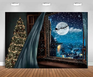 Christmas with Santa Backdrop (Material: Vinyl)