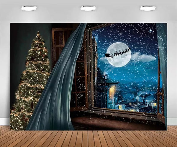 Christmas with Santa Backdrop (Material: Vinyl)