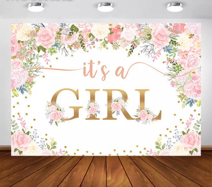 Pink Flowers Backdrop (Material: Vinyl)