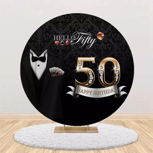Men Anniversary Round Backdrop (Material: Polyester)