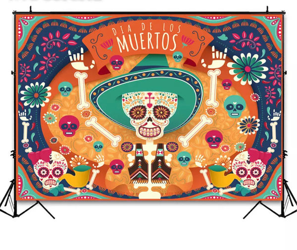 Day of the Dead Party Backdrop (Material: Vinyl)