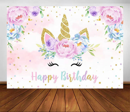 Cute Unicorn Backdrop (Material: Vinyl)