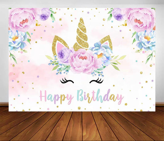 Cute Unicorn Backdrop (Material: Vinyl)
