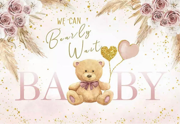 Bearly Heart Backdrop (Material: Vinyl)