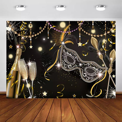 Masquerade Cheers Backdrop (Material: Vinyl)
