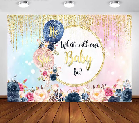 Gender Reveal - Balloons Backdrop (Material: Vinyl)