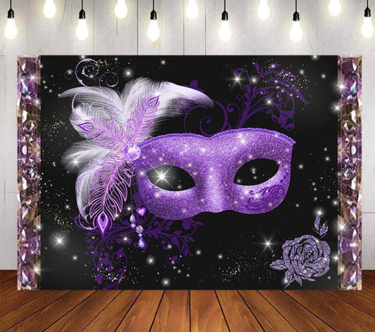 Purple Masquerade Backdrop (Material: Vinyl)