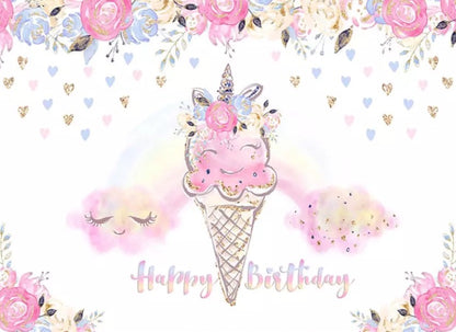 Happy Ice Cream Backdrop (Material: Vinyl)