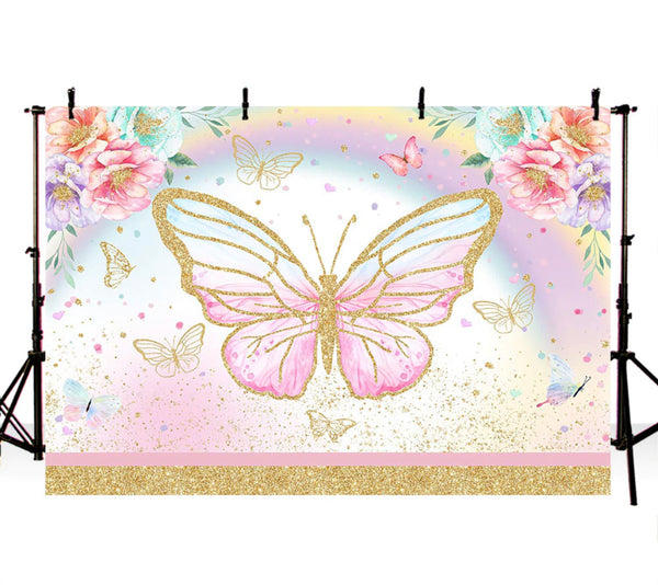 Golden Butterfly Backdrop (Material: Vinyl)