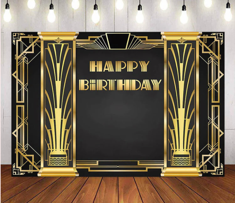 Happy Birthday Gatsby Backdrop (Material: Vinyl)