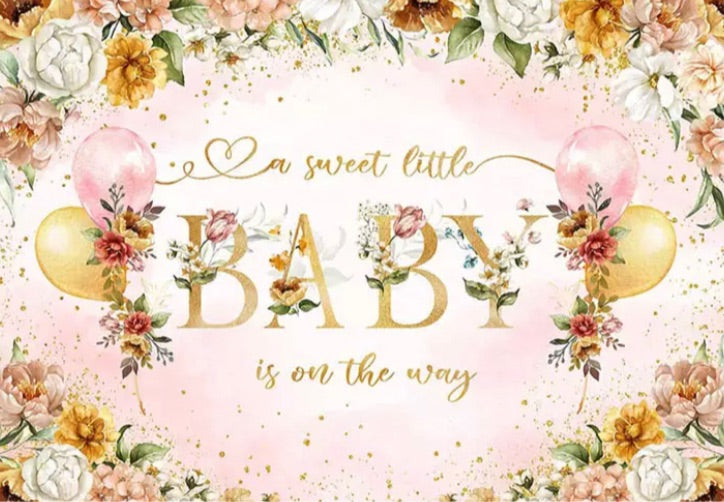 Cute Baby Shower Backdrop (Material: Vinyl)