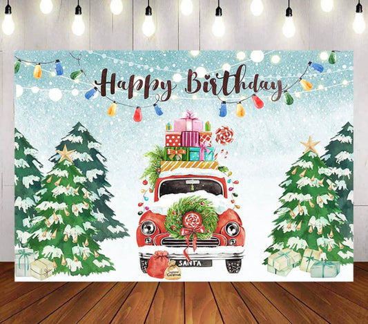 Birthday in Christmas Backdrop (Material: Vinyl)