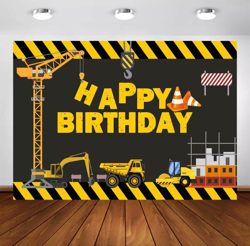 Construction Birthday Backdrop (Material: Vinyl)