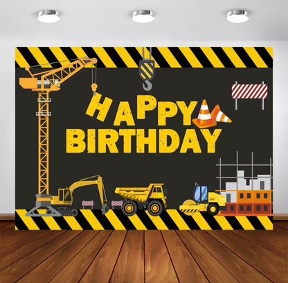 Construction Birthday Backdrop (Material: Vinyl)