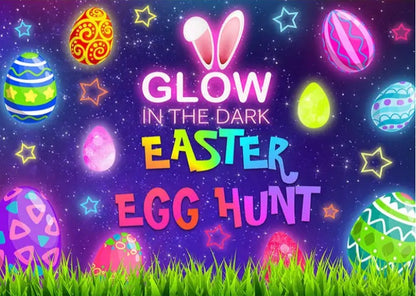 Neon Easter Bunny Backdrop (Material: Vinyl)