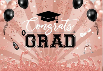 Pink Graduation Backdrop (Material: Vinyl)