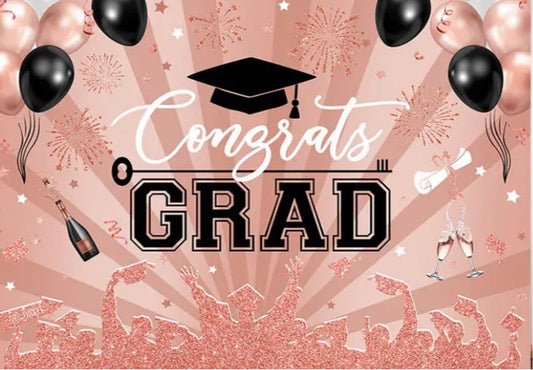 Pink Graduation Backdrop (Material: Vinyl)
