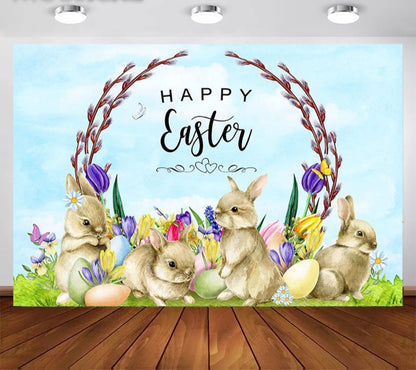 Happy Easter Backdrop (Material: Vinyl)