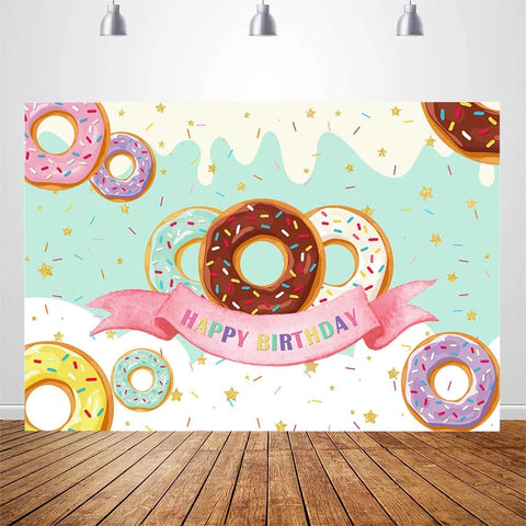 Happy Donut Celebration Backdrop (Material: Vinyl)