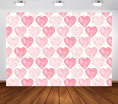 Valentine’s full of Hearts Backdrop (Material: Vinyl)