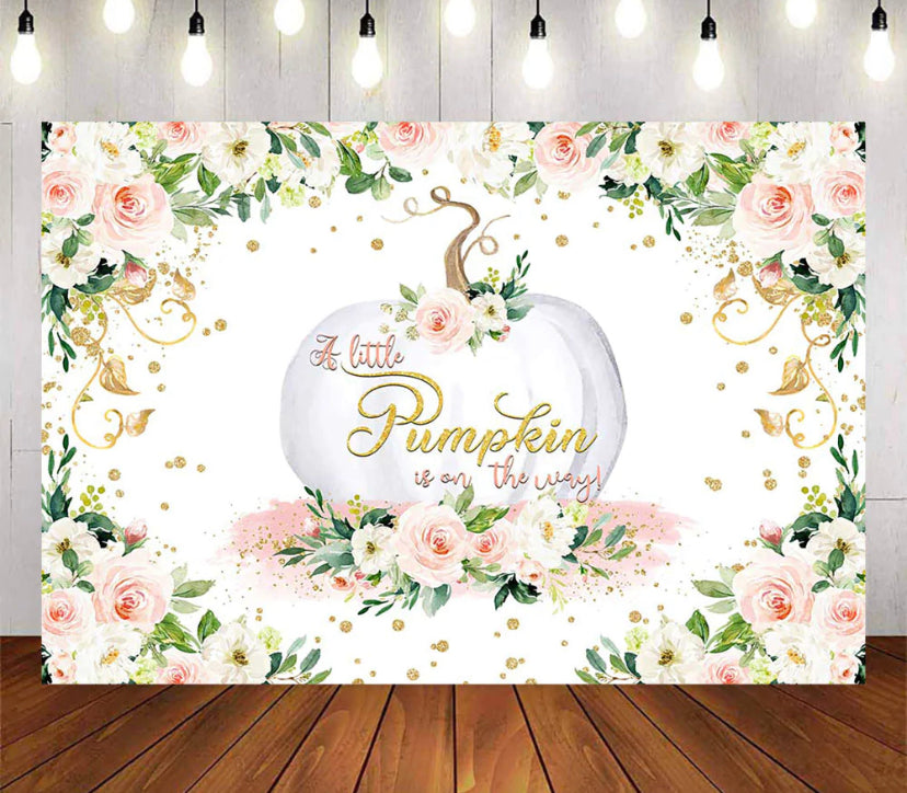 Gold Pumpkin on its way Backdrop (Material: Vinyl)