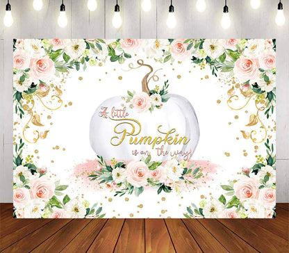 Gold Pumpkin on its way Backdrop (Material: Vinyl)