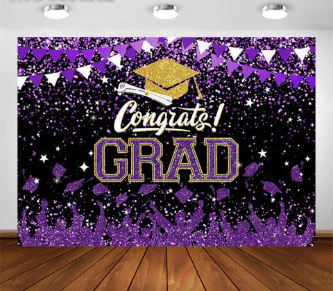 Purple Graduation Backdrop (Material: Vinyl)