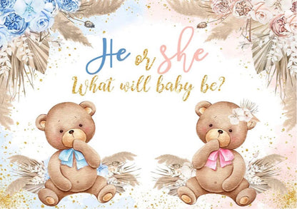 Twins and a Teddy Backdrop (Material: Vinyl)