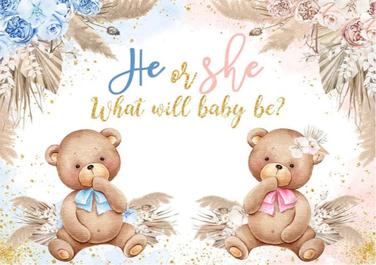Twins and a Teddy Backdrop (Material: Vinyl)