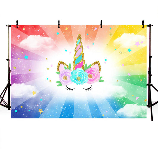 Unicorn & Colours Backdrop (Material: Vinyl)
