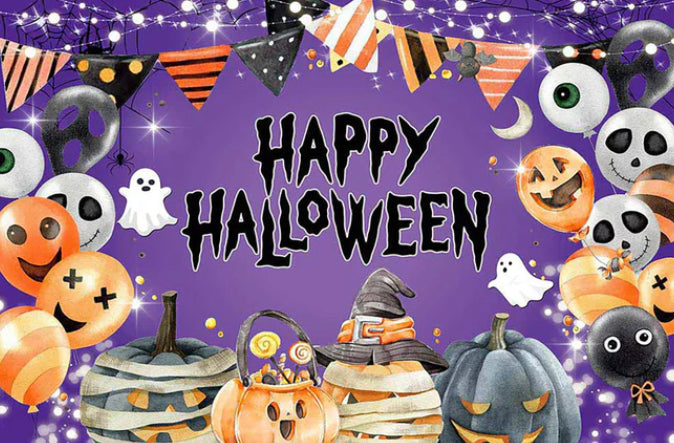 Pumpkins & Ghosts Backdrop (Material: Vinyl)