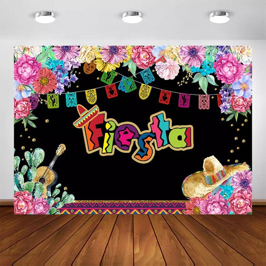 Mexican Fiesta Backdrop (Material: Vinyl)