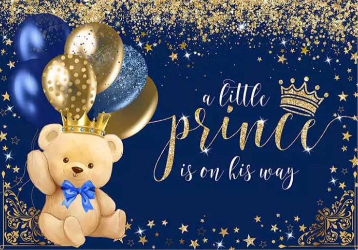 Blue Bearly Prince Backdrop (Material: Vinyl)