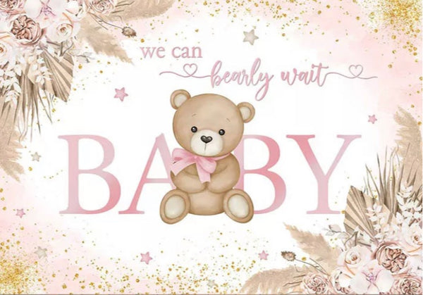 Pink Sweet Bearly Backdrop (Material: Vinyl)
